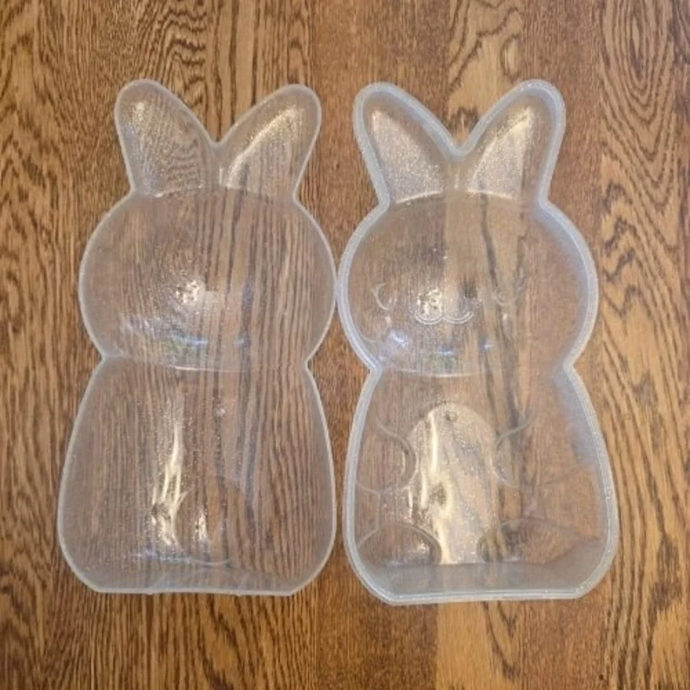 Clear Glitter Bunny Rabbit Plastic Storage Container 10 inch Candy Kids‎ Toys